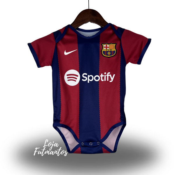 Body de Bebê Barcelona 23/24 - Azul/Vermelho | Futmantos