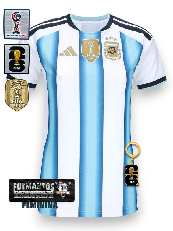 Camisa Argentina I 2026 - Patch Campeão Do Mundo - Feminina | Futmantos