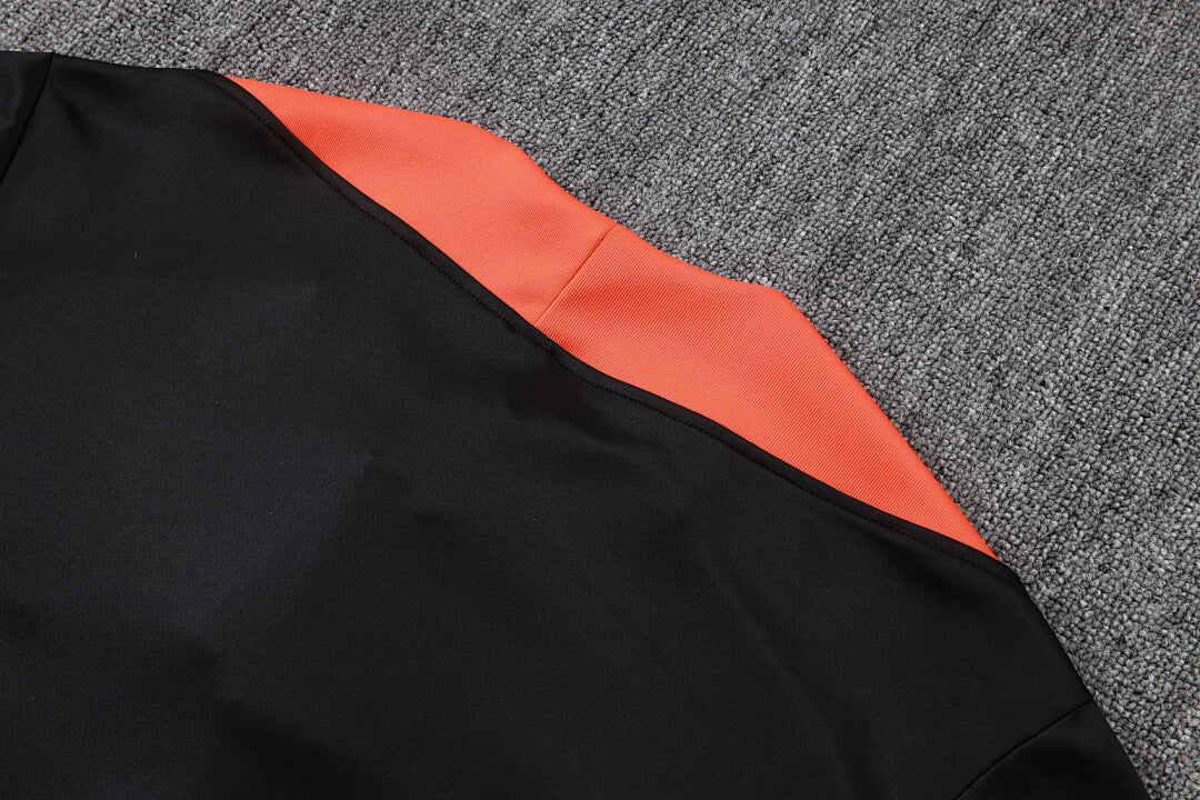 Conjunto Agasalho Brasil Preto/Laranja | FutMantos