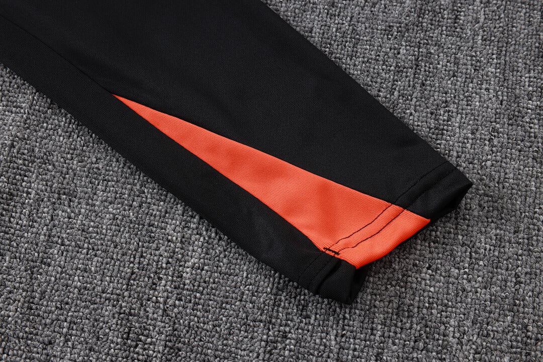 Conjunto Agasalho Brasil Preto/Laranja | FutMantos