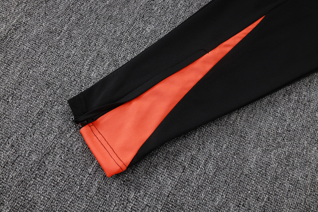 Conjunto Agasalho Brasil Preto/Laranja | FutMantos