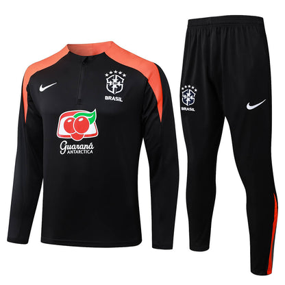 Conjunto Agasalho Brasil Preto/Laranja | FutMantos