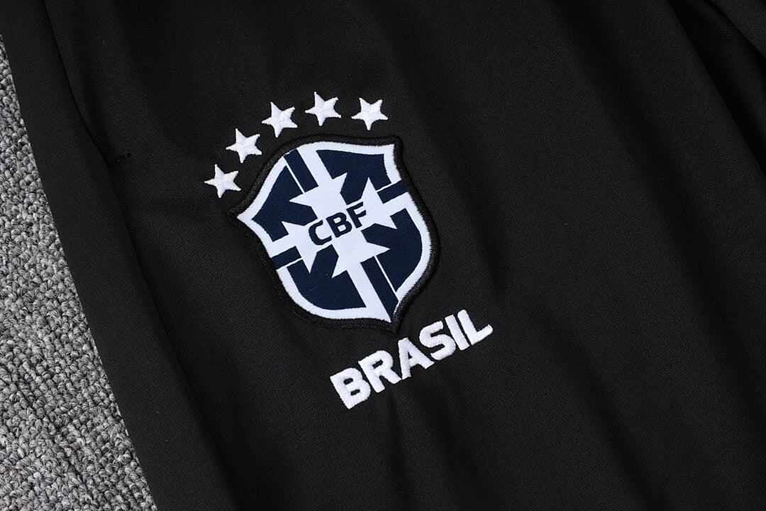 Conjunto Agasalho Brasil Preto/Laranja | FutMantos