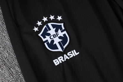 Conjunto Agasalho Brasil Preto/Laranja | FutMantos