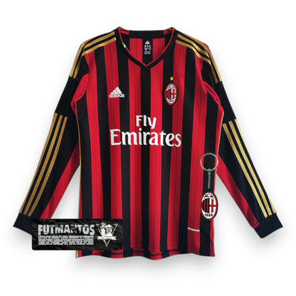 Camisa Milan Retrô Manga Longa 2013/2014 - - Vermelha e Preta | Futmantos