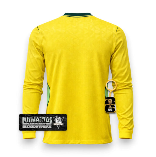 Camisa Brasil Manga Longa 2026 Amarela | Versão Jogador I FutMantos