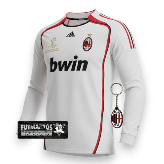 Camisa Manga Longa Milan Champions League 06/07 - Branco | Futmantos