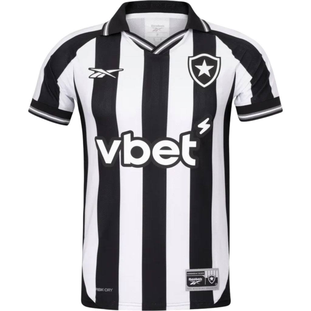 Camisa Botafogo Home 25/26 - Torcedor Reebok Masculino - Preto e Branco